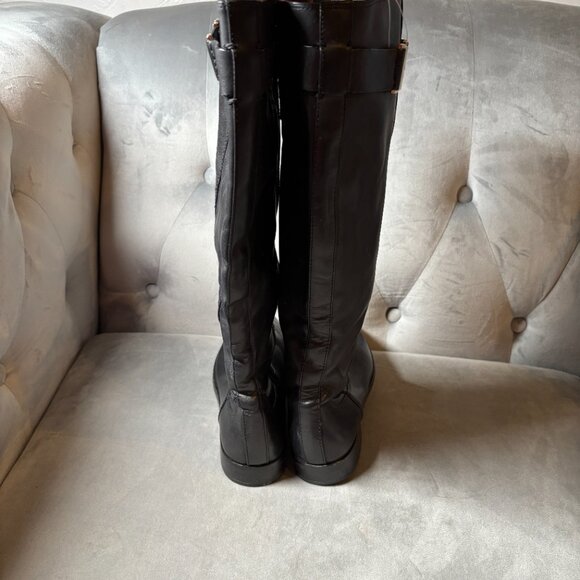 KATE SPADE Ronnie Black Leather Knee High Boots Size 6 1/2 - Picture 6 of 10